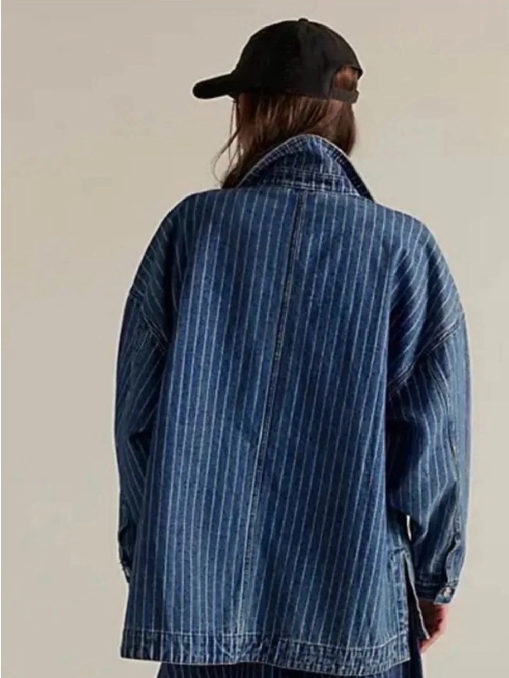 Free People We The Free Madison City Pinstripe Denim Jacket. NWT - Picture 2 of 3